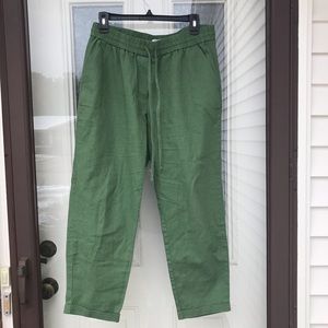 J. Crew Factory green drawstring linen pants